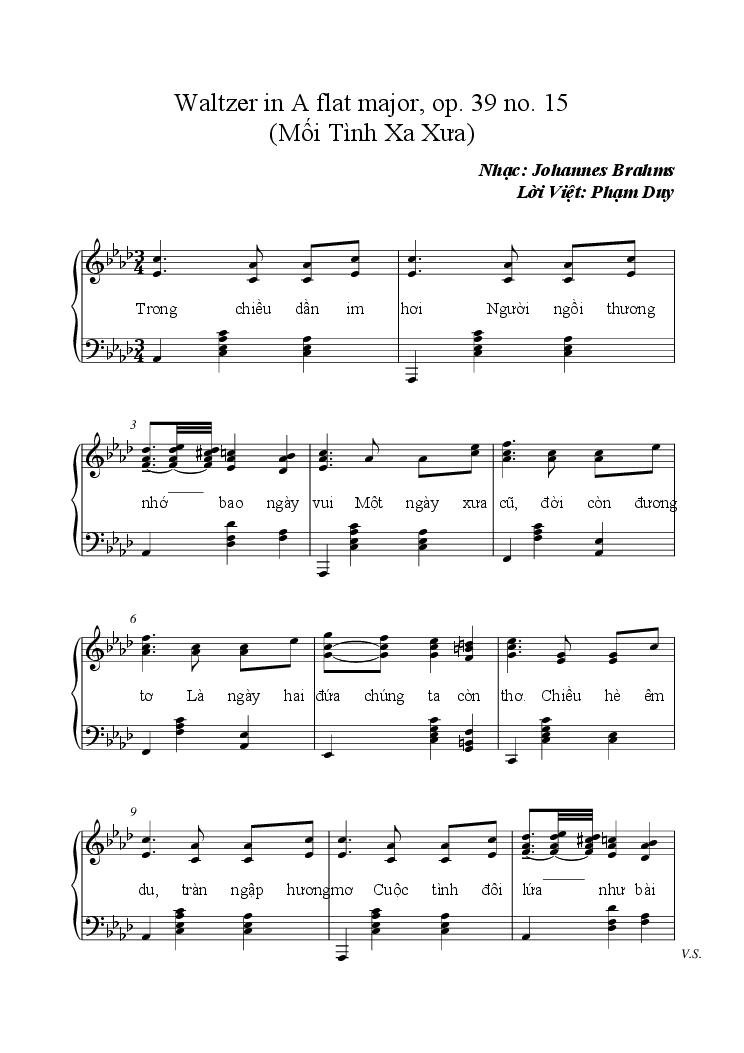 Sheet nhạc Mối Tình Xa Xưa